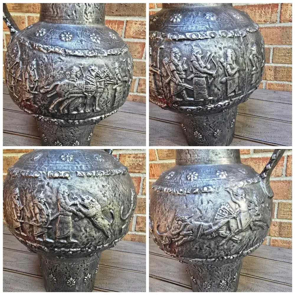 Large Floor Vase Handle W. Germany 434-45 Ceramic Vintage Gray Frieze Royal Hunt